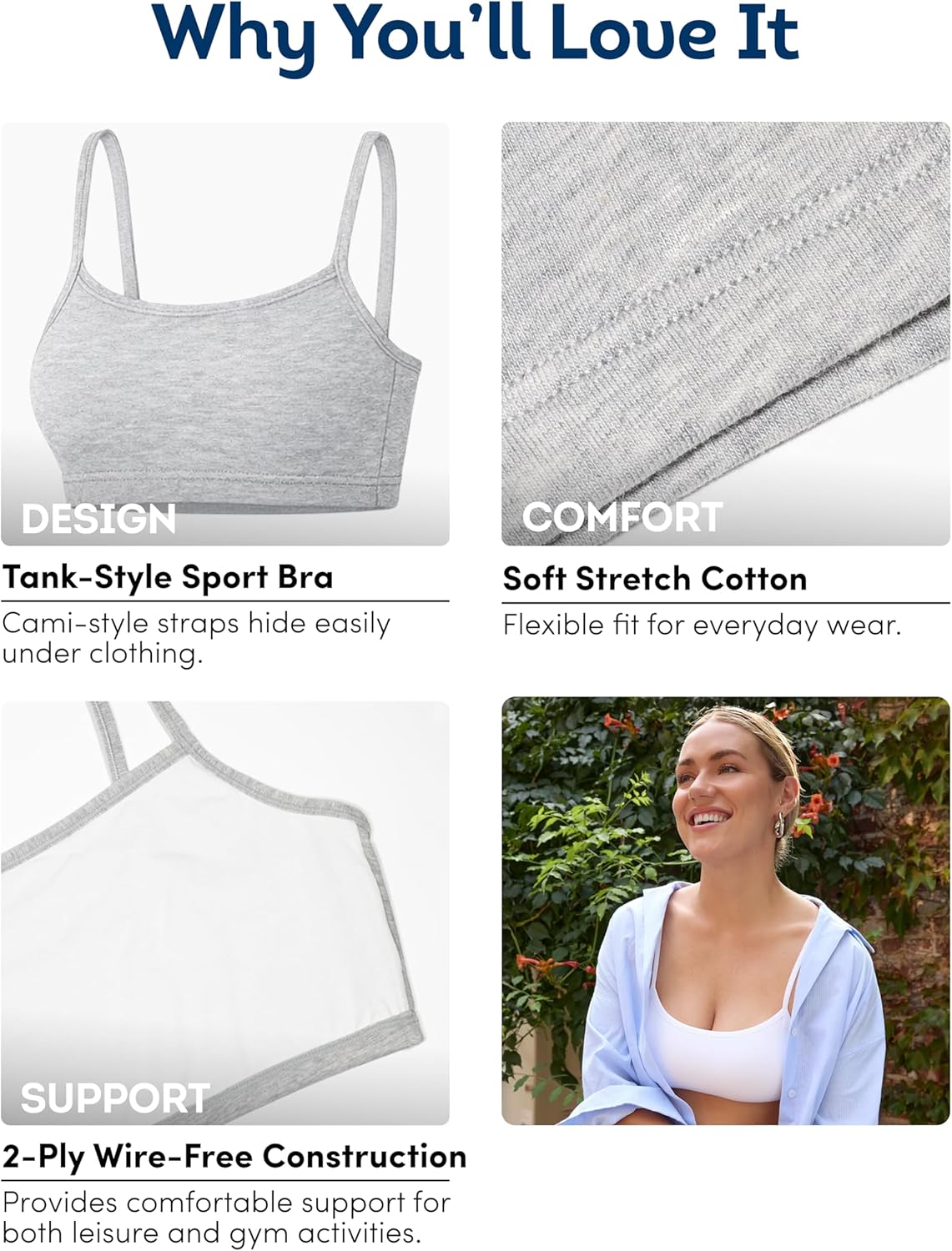 Detalle de Fruit of the Loom Built-up Sports Bra – Lot de 3 (Soutien-Gorge de Sport Femme)