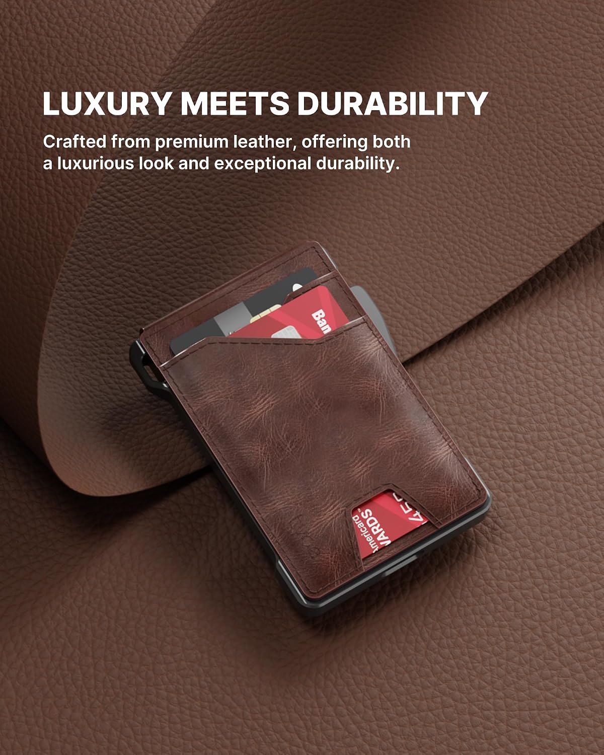 Thumbnail 4 de typecase ST007 Tactical Smart Wallet for Men, Brown Leather with Pop-Up Card Holder