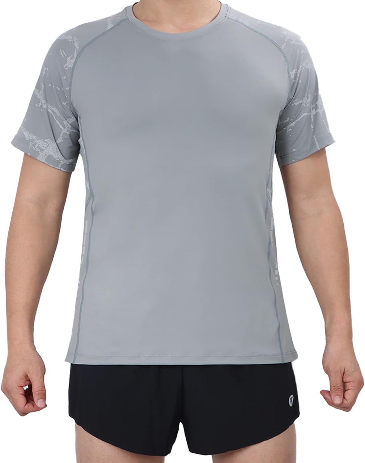 Detalle de LY4U Homme UPF 50 Rash Guard à Manches Courtes — Maillot de Bain et T‑Shirt de Sport, Séchage Rapide