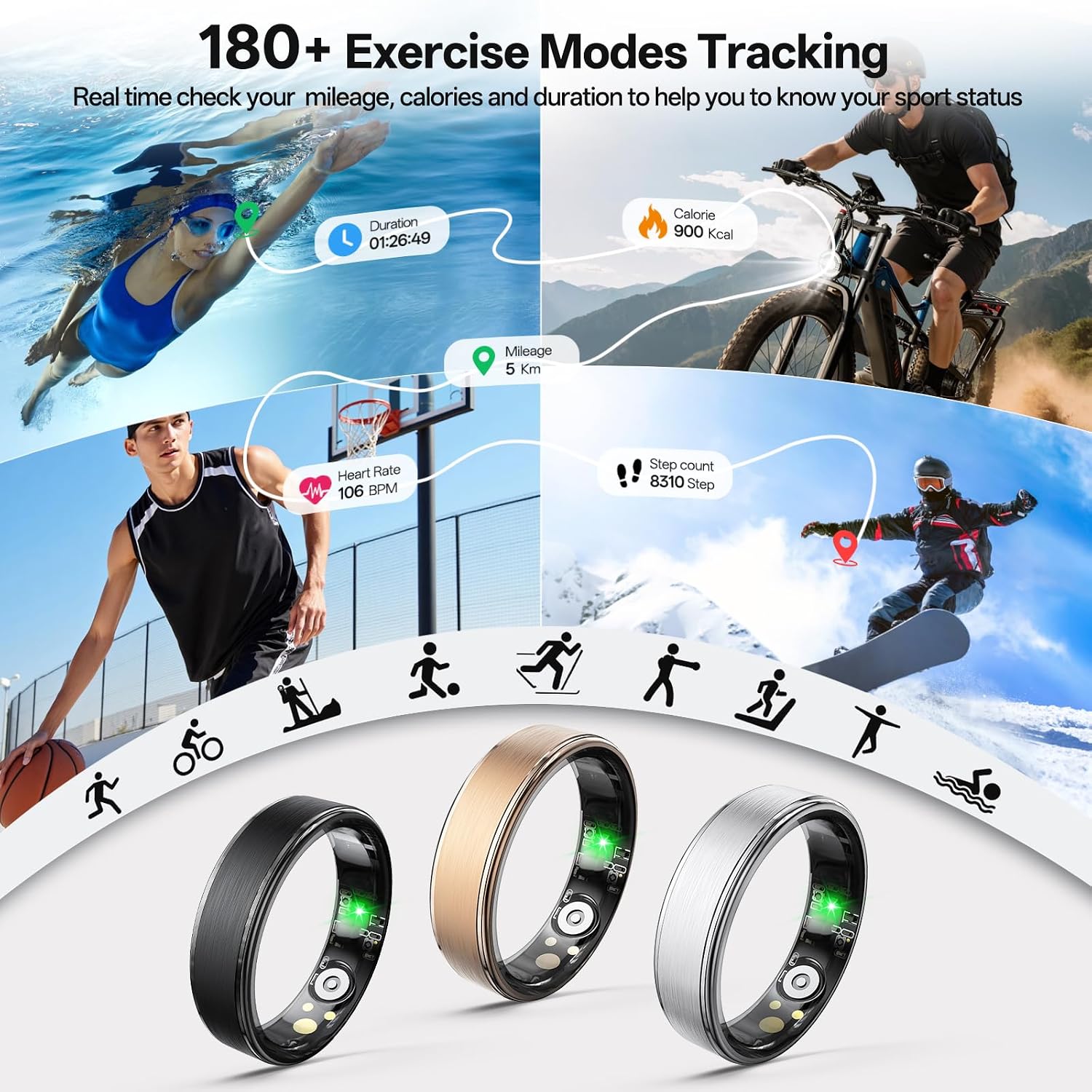 Detalle 2 de Smart Ring Fitness Tracker Size 10