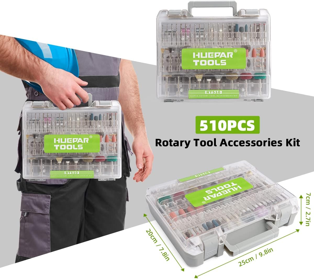 Detalle 2 de Huepar Tools Coffret 510 pièces pour outils rotatifs