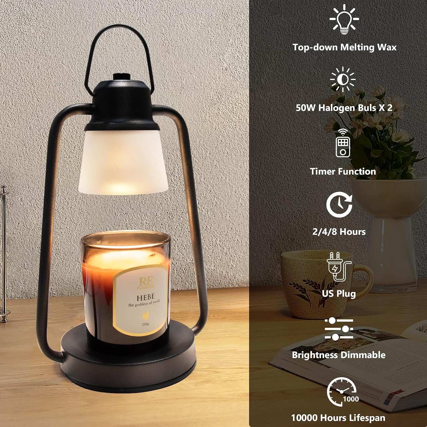 Thumbnail 6 de MAOYUE Candle Warmer Lamp with Timer, 2 Bulbs ⚡