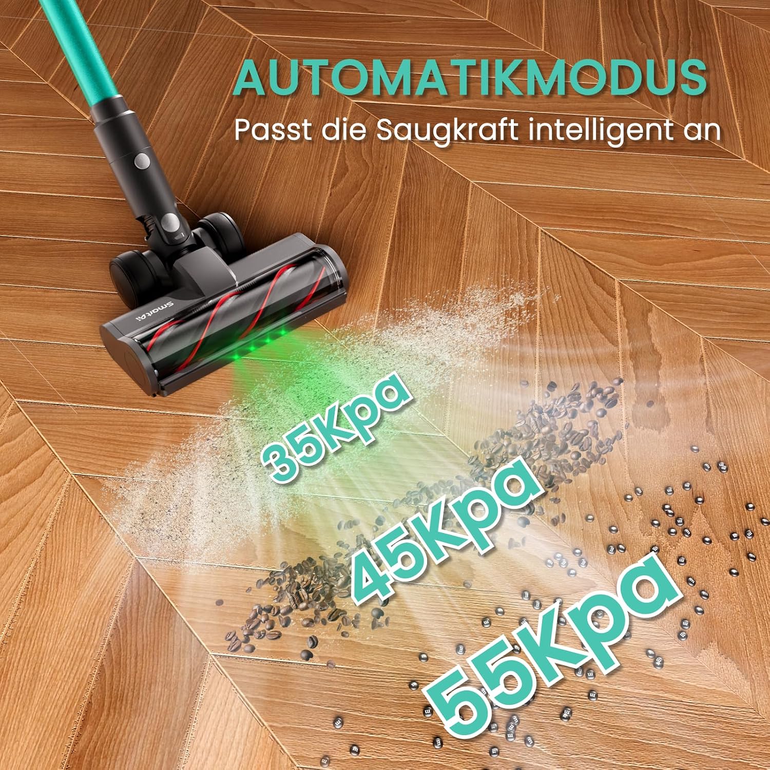 Detalle de SmartAI V5 Akku-Staubsauger (55 kPa, 600 W, bis zu 80 Minuten) – kabellos mit Automatikmodus