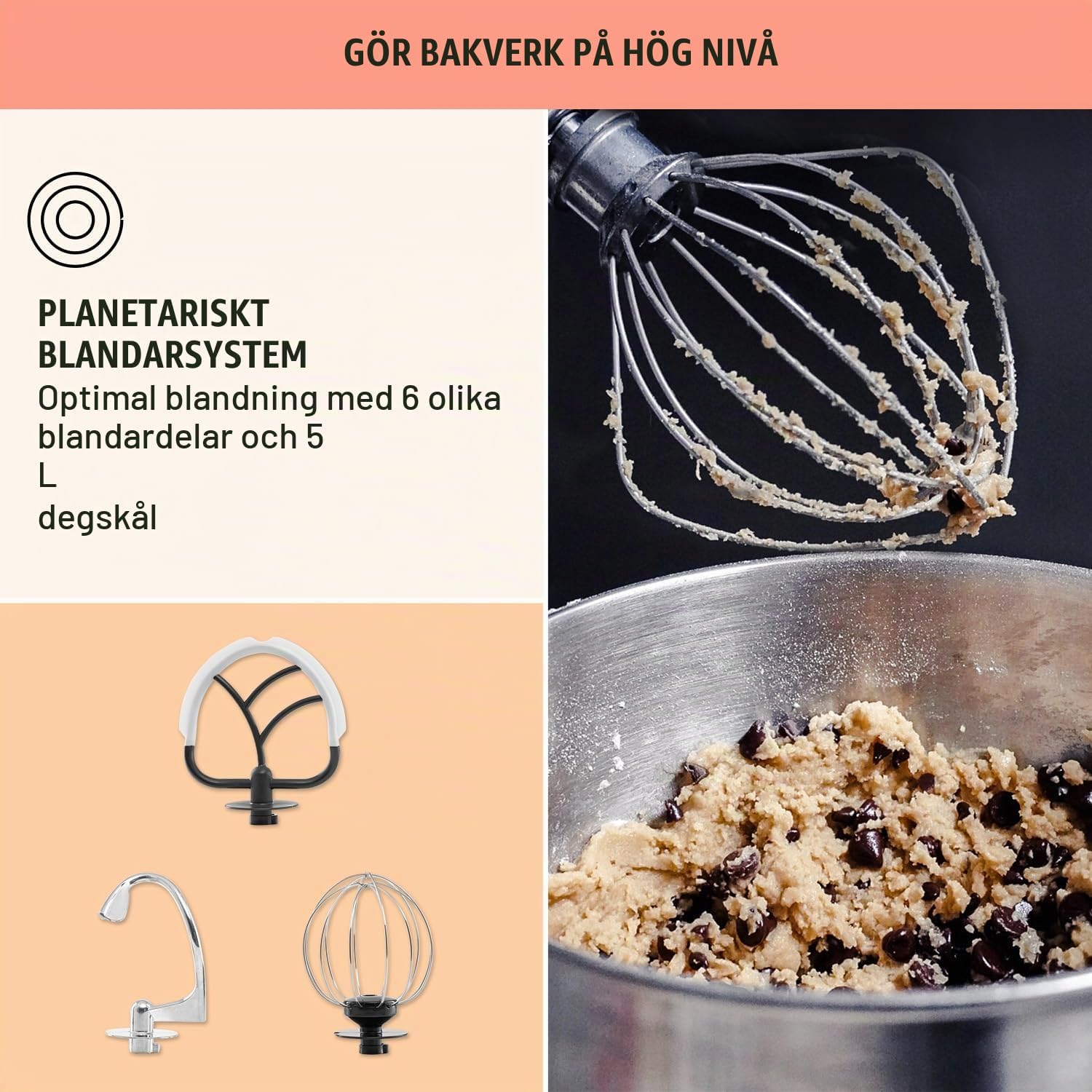 Thumbnail 6 de Klarstein TK2-BellaPicoRed2G köksmaskin, 5 l skål och planetarisk blandning