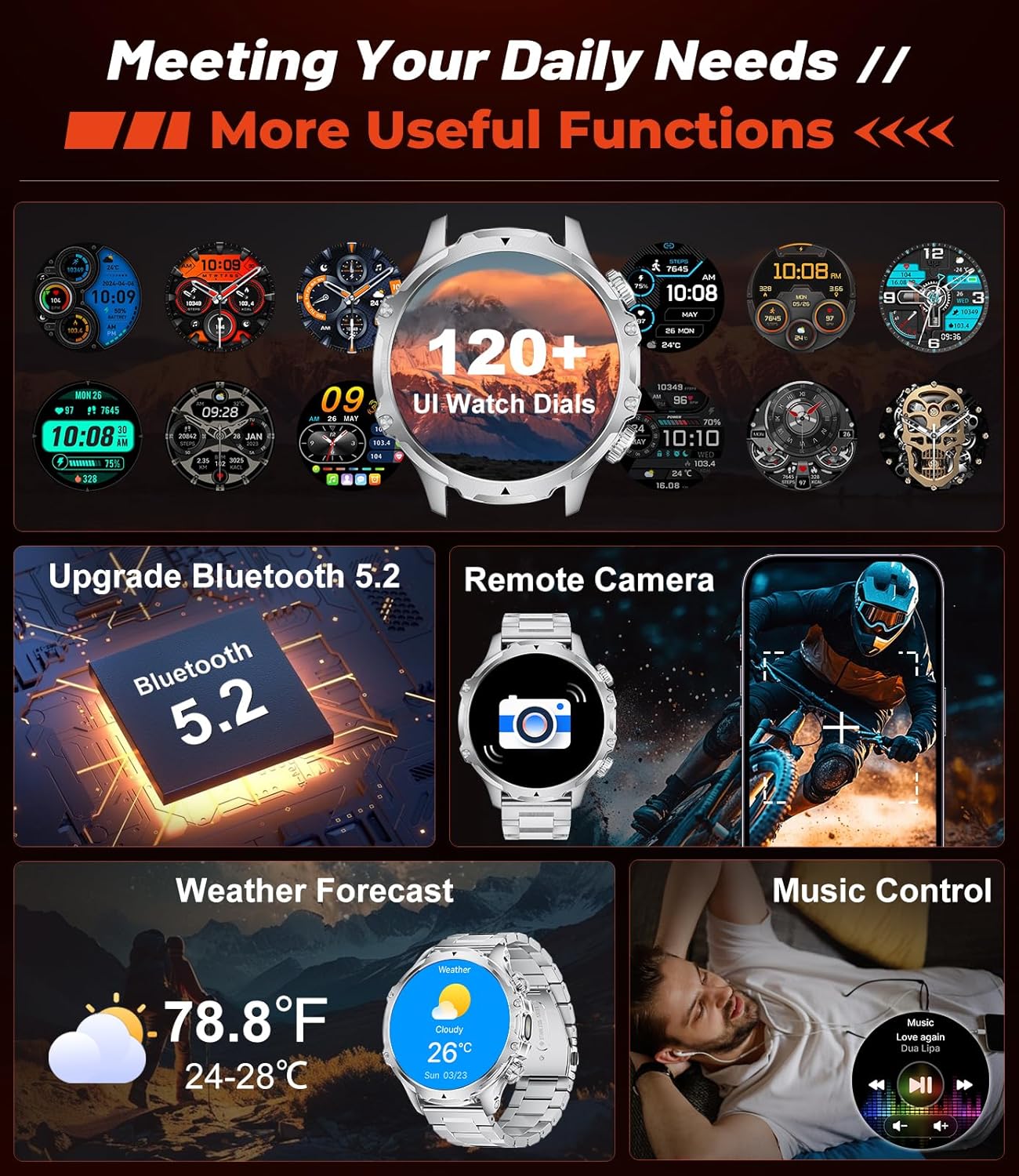 Thumbnail 6 de LIGE Smart Watch for Men with 1.85-Inch Display, 800 mAh Battery and LED Flashlight