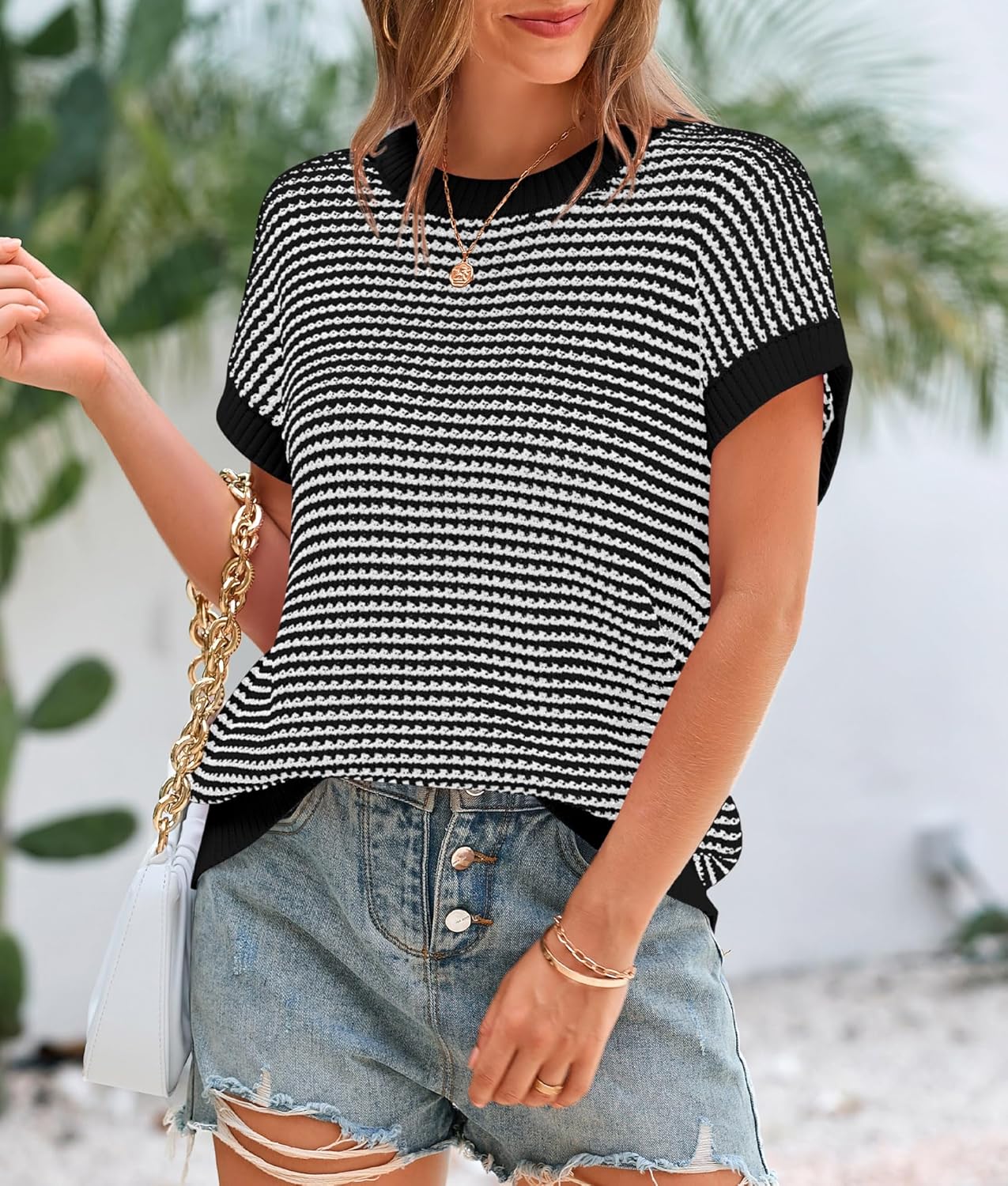 Thumbnail 3 de PRETTYGARDEN Women's Short Sleeve Knit Sweater Vest Top
