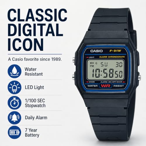 Detalle 2 de Casio Men's Vintage F91W-1 Resin Strap Digital Sport Watch