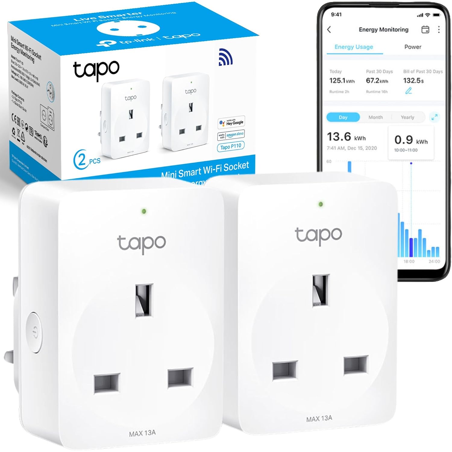 Detalle de Tapo P110 (2-Pack) Smart Plug – Energy Monitoring, Remote Control & Scheduling