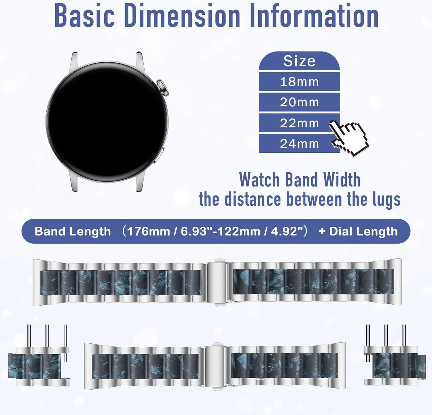 Thumbnail 2 de CeiBand metal resin watch strap (quick release) for 18mm, 20mm and 22mm watches