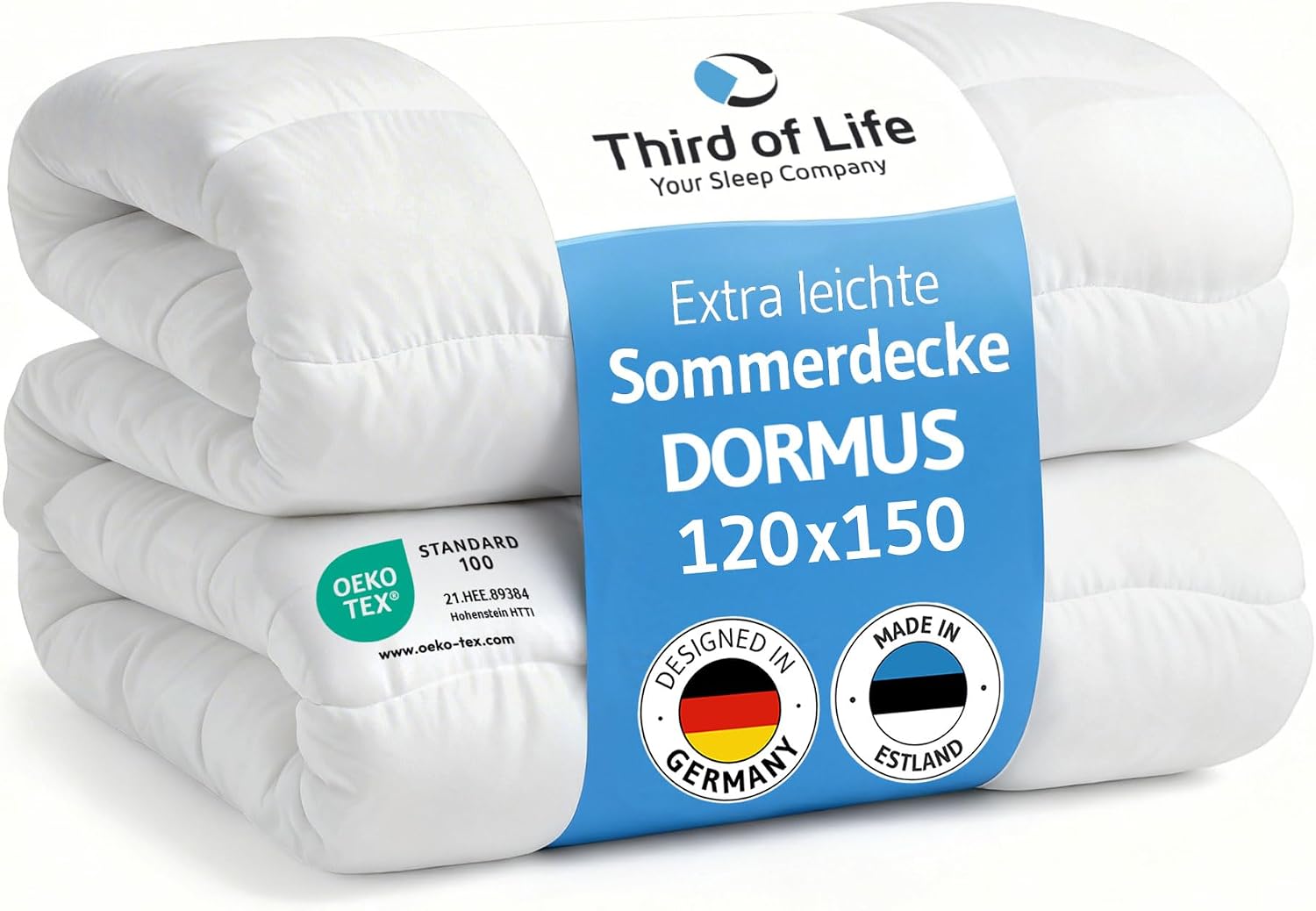 Third of Life Kinderbettdecke 120x150 Sommer – atmungsaktiv, Økotex 100, extra leicht