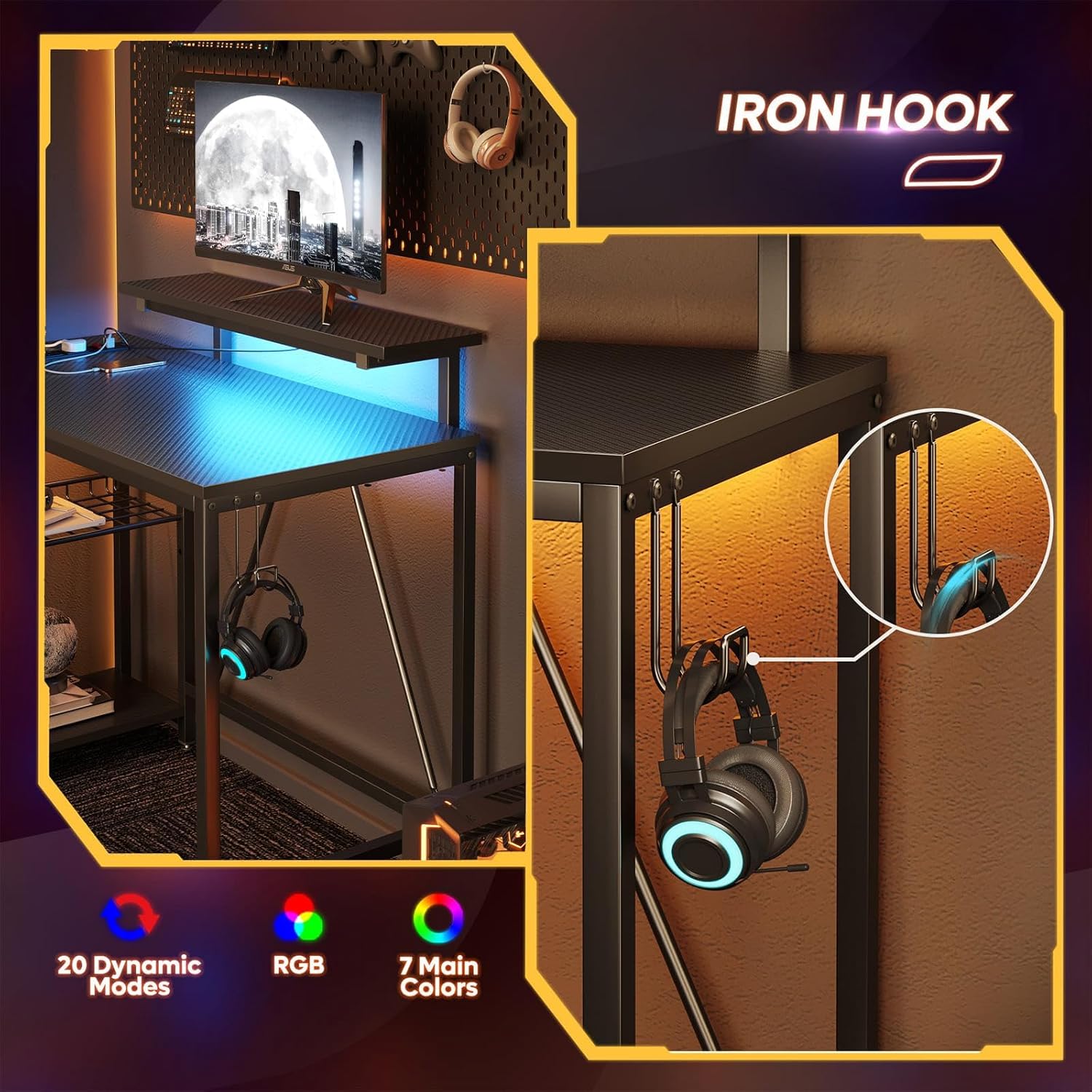 Thumbnail 6 de Bestier 106.5CM L‑Shaped Gaming Desk