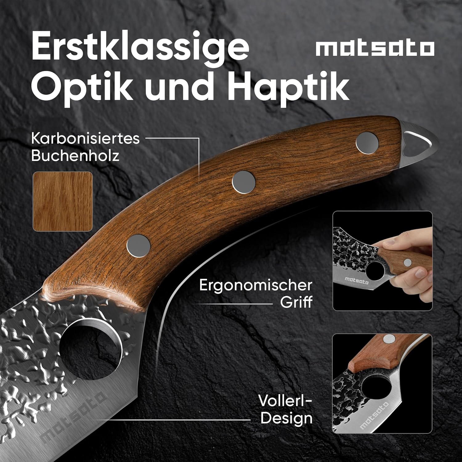 Thumbnail 5 de Matsato Messerset 3-teilig – scharfe Küchenmesser für Fleisch, Fisch & Gemüse