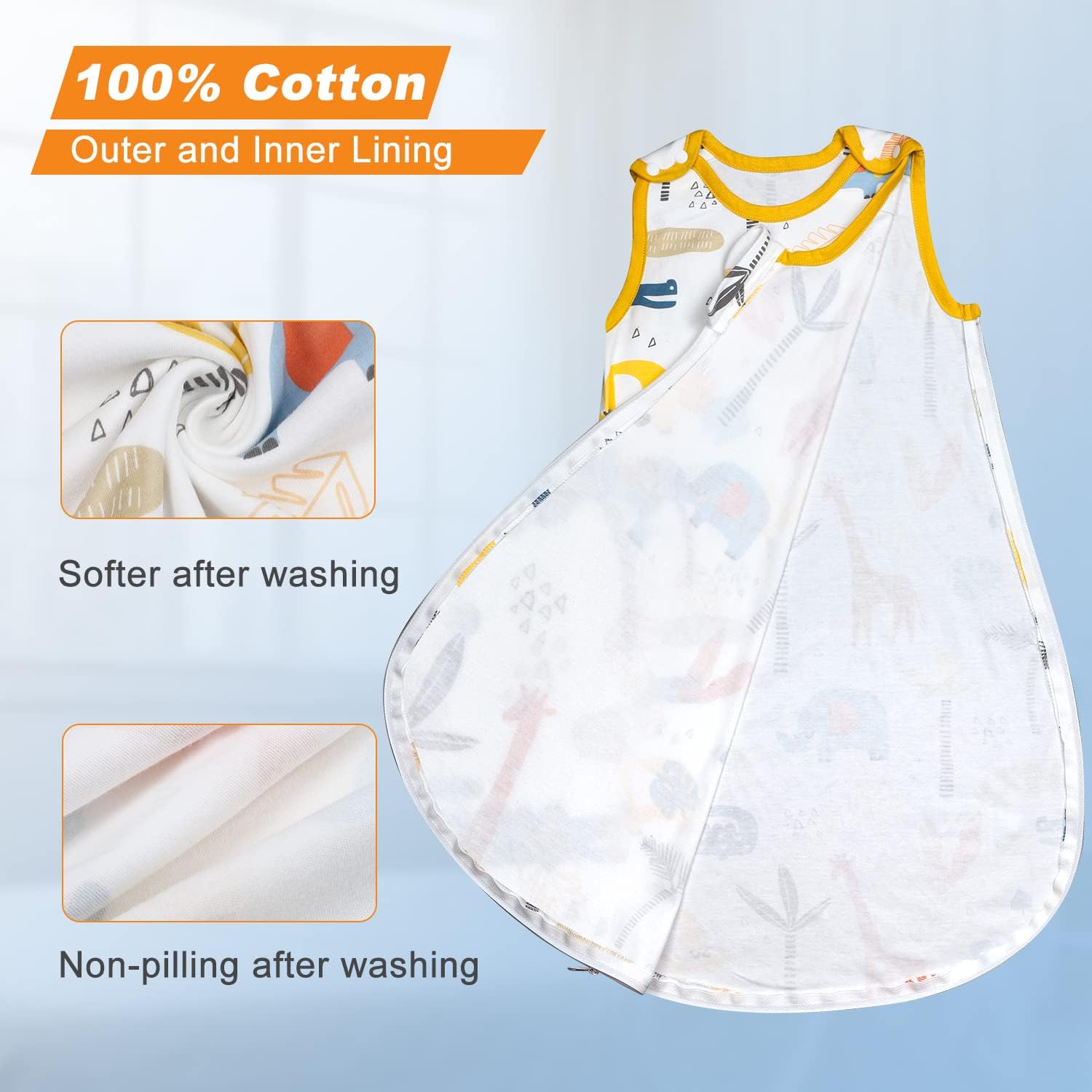 Thumbnail 3 de Flyish Direct 0.5 Tog Baby Sleeping Bag – 100% Cotton, Dinosaurs, 66–83 cm