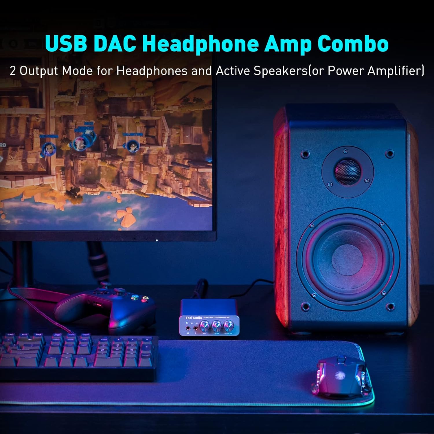 Detalle de Fosi Audio K5 Pro Gaming DAC Headphone Amplifier: Compact USB-C/Optical/Coaxial to RCA/3.5mm