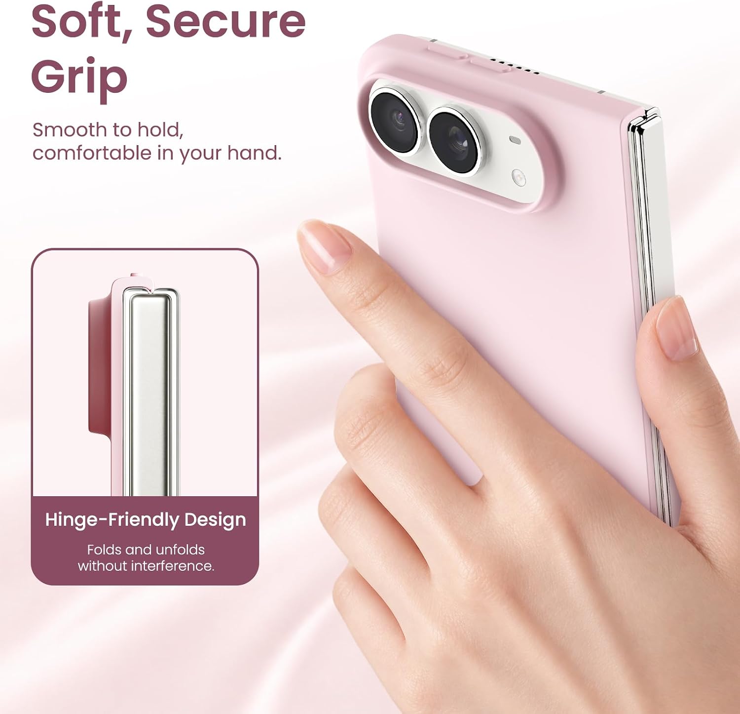 Detalle de ORNARTO iPhone Duo Case, Chalk Pink Liquid Silicone with Magnetic Design