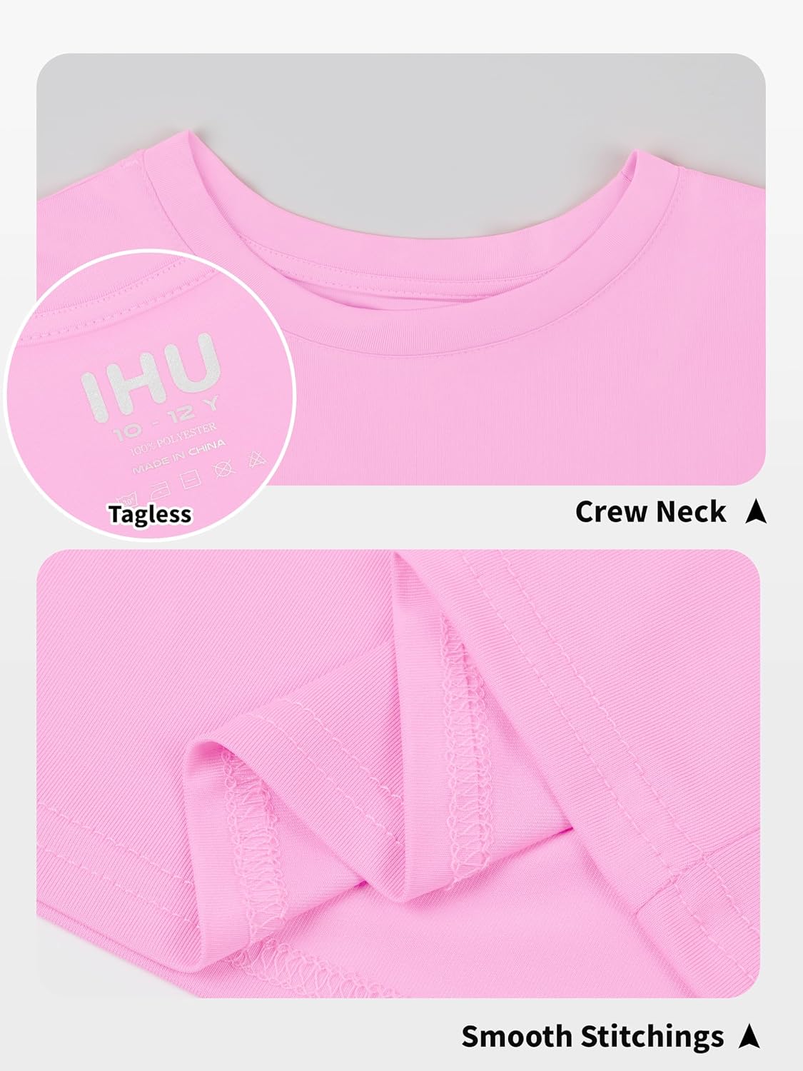 Detalle 2 de IHU Boys' Neon UPF 50+ Short-Sleeve Rash Guard, Quick-Dry Kids' Shirt