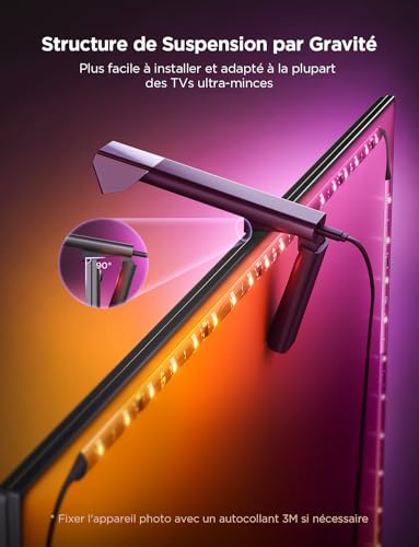 Detalle de Govee TV Backlight 3 Lite avec Correction Fisheye – RGBICW 4 en 1 pour téléviseur 55–65