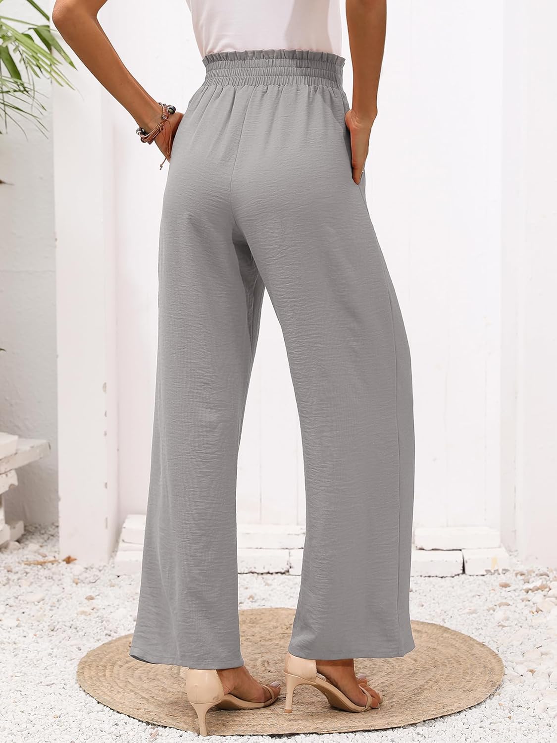 Thumbnail 2 de Heymoments Women’s Wide Leg Lounge Pants with Pockets — Lightweight High-Waist Tie Waist Palazzos