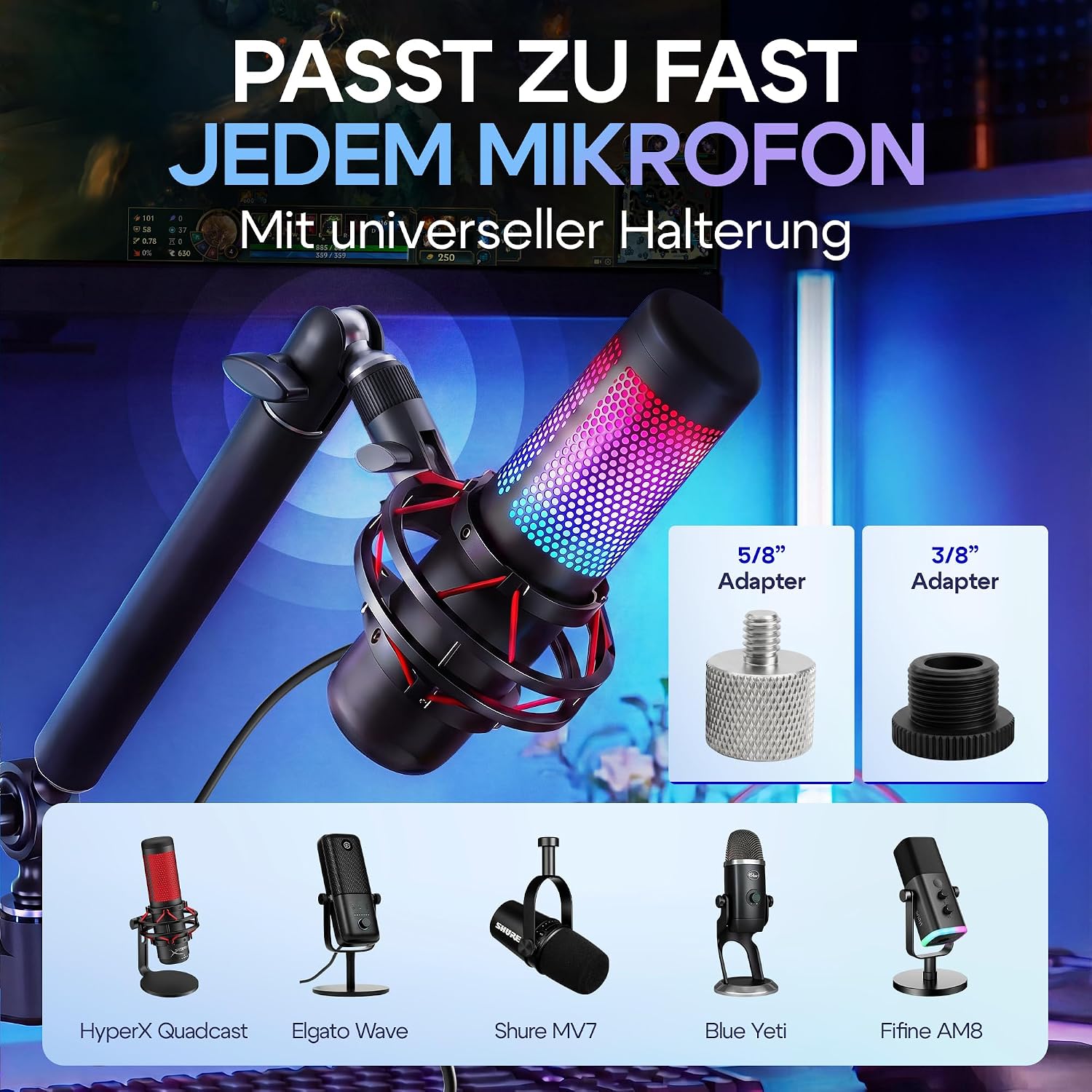 Detalle 2 de MNTPRO Mikrofonarm Schreibtisch Low Profile – 80 cm Reichweite, Absinksicher, 2 kg Tragkraft
