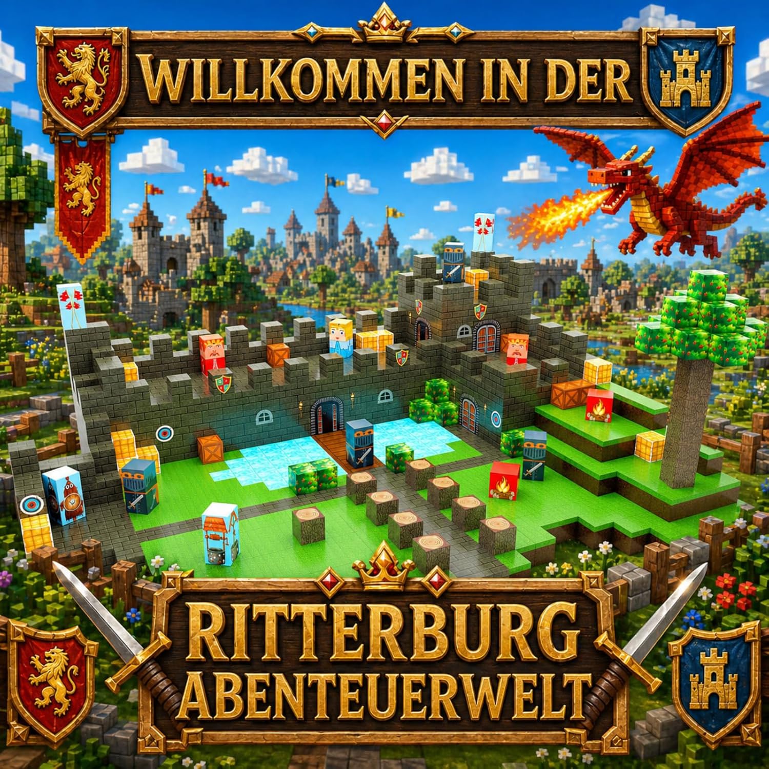 Detalle de Spiele Kontor Hamburg Magnetische Ritterburg-Bausteine – 80 Teile