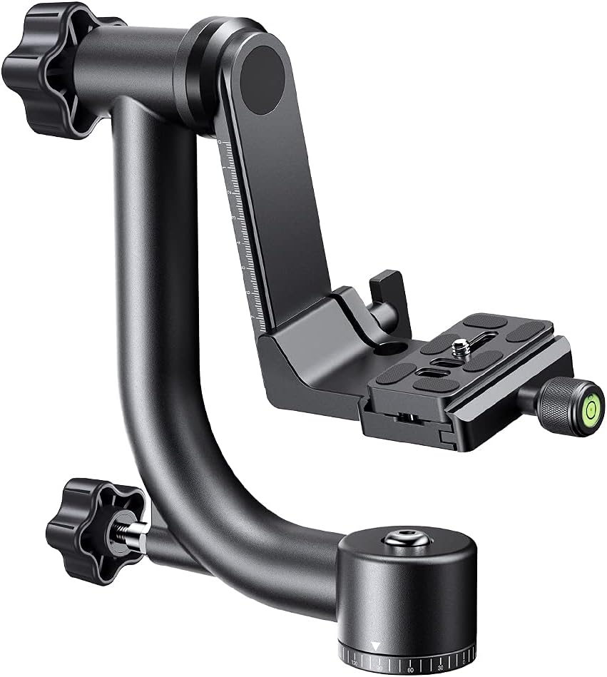 Detalle de K&F CONCEPT 360 Degree Panoramic Gimbal Tripod Head with 1/4in Quick Release Plate (load up to 20kg/44lbs)