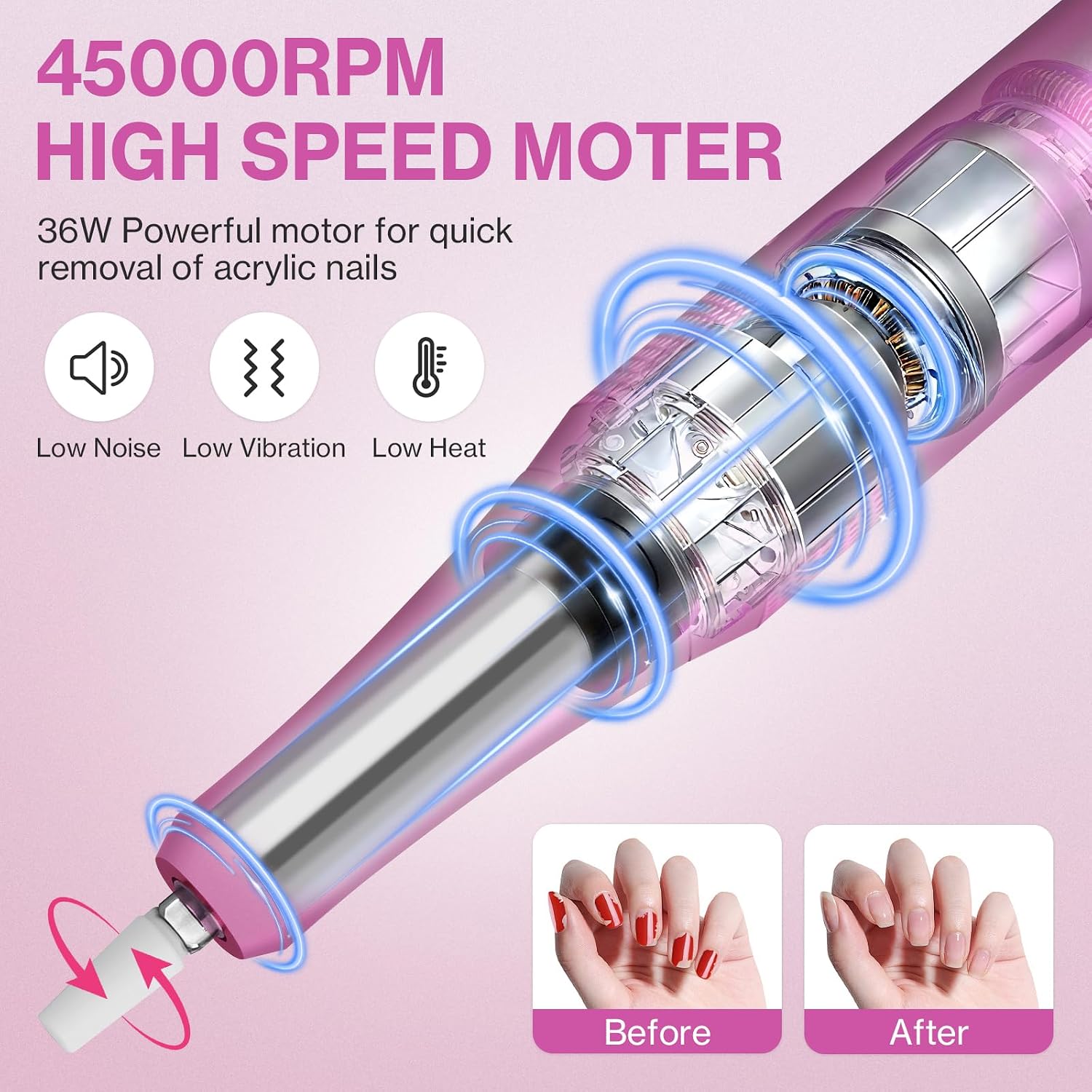 Thumbnail 1 de Urbuti Elektrische Nagelfeile & Nagelfräser für Gelnägel (bis 45.000 U/min) mit LCD-Anzeige