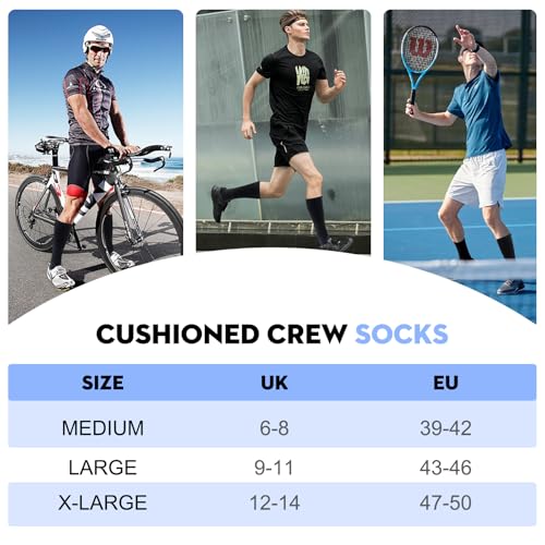 Thumbnail 8 de Stoeury Men's Cotton Crew Socks, 6 Pairs, Cushioned Soles and Arch Support