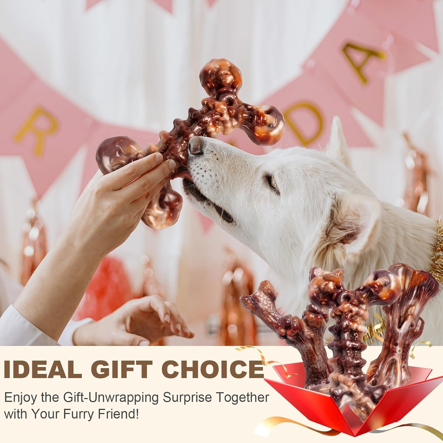 Detalle 2 de ChienBox 3-Pack Indestructible Nylon Chew Toys for Aggressive Chewers — Bacon Flavour (XL, 10–40 kg)