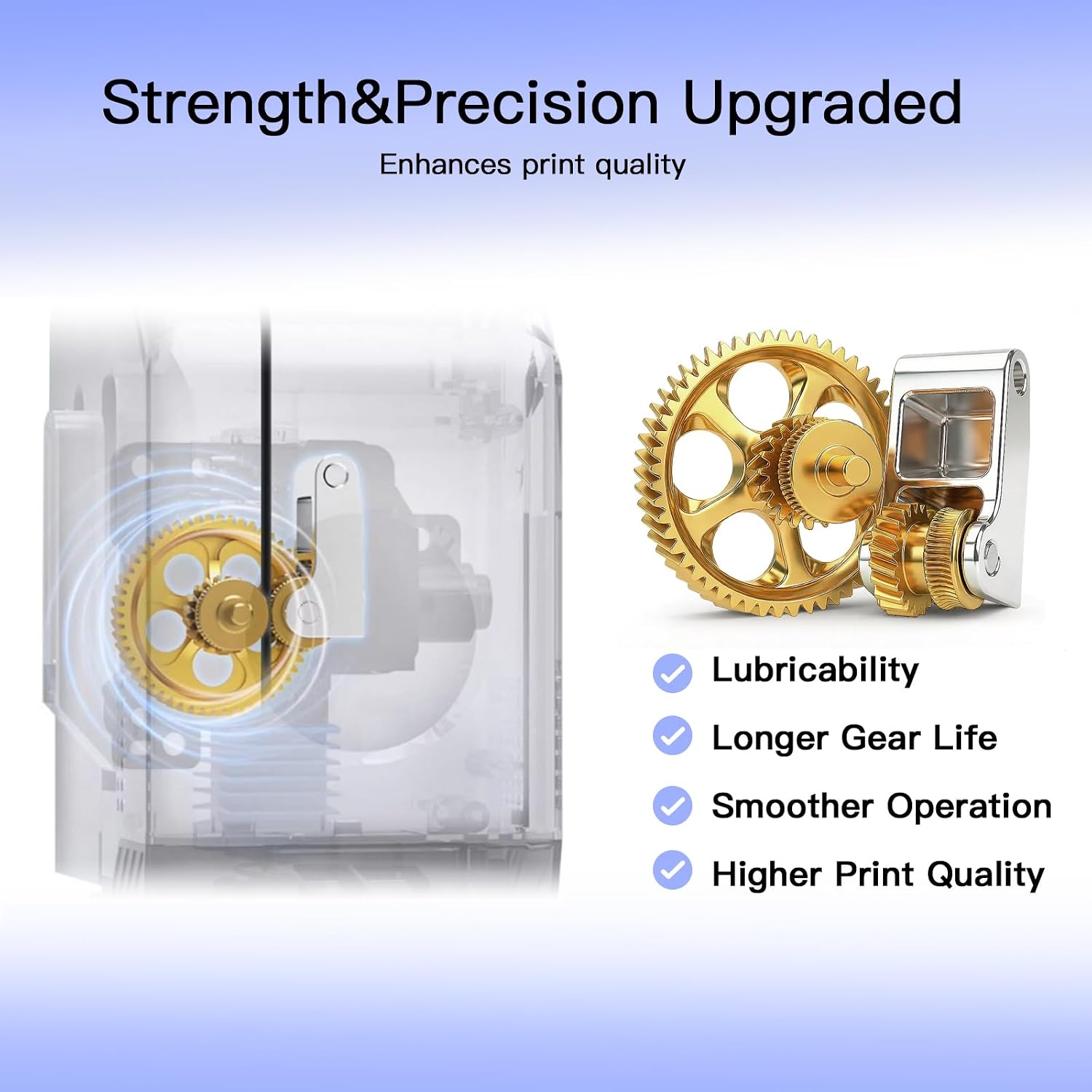 Detalle 2 de Extruder Zahnrad für Bambu-Lab P1P/P1S/X1C/X1E – gehärtetes Metallgetriebe mit goldener RNC-Beschichtung