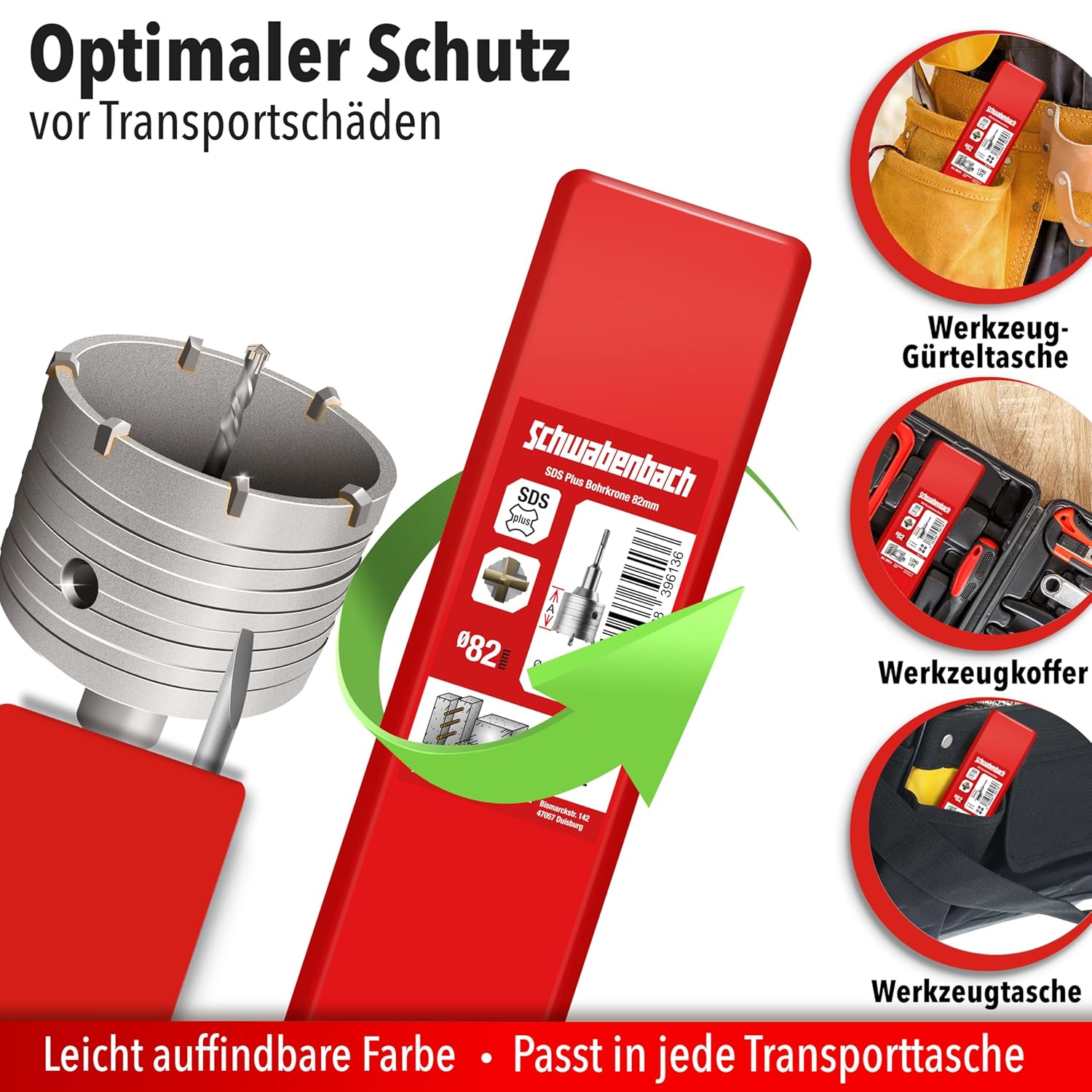 Thumbnail 6 de SCHWABENBACH® Corona a tazza SDS Plus 82 mm con punta di centraggio (profondità 50 mm)