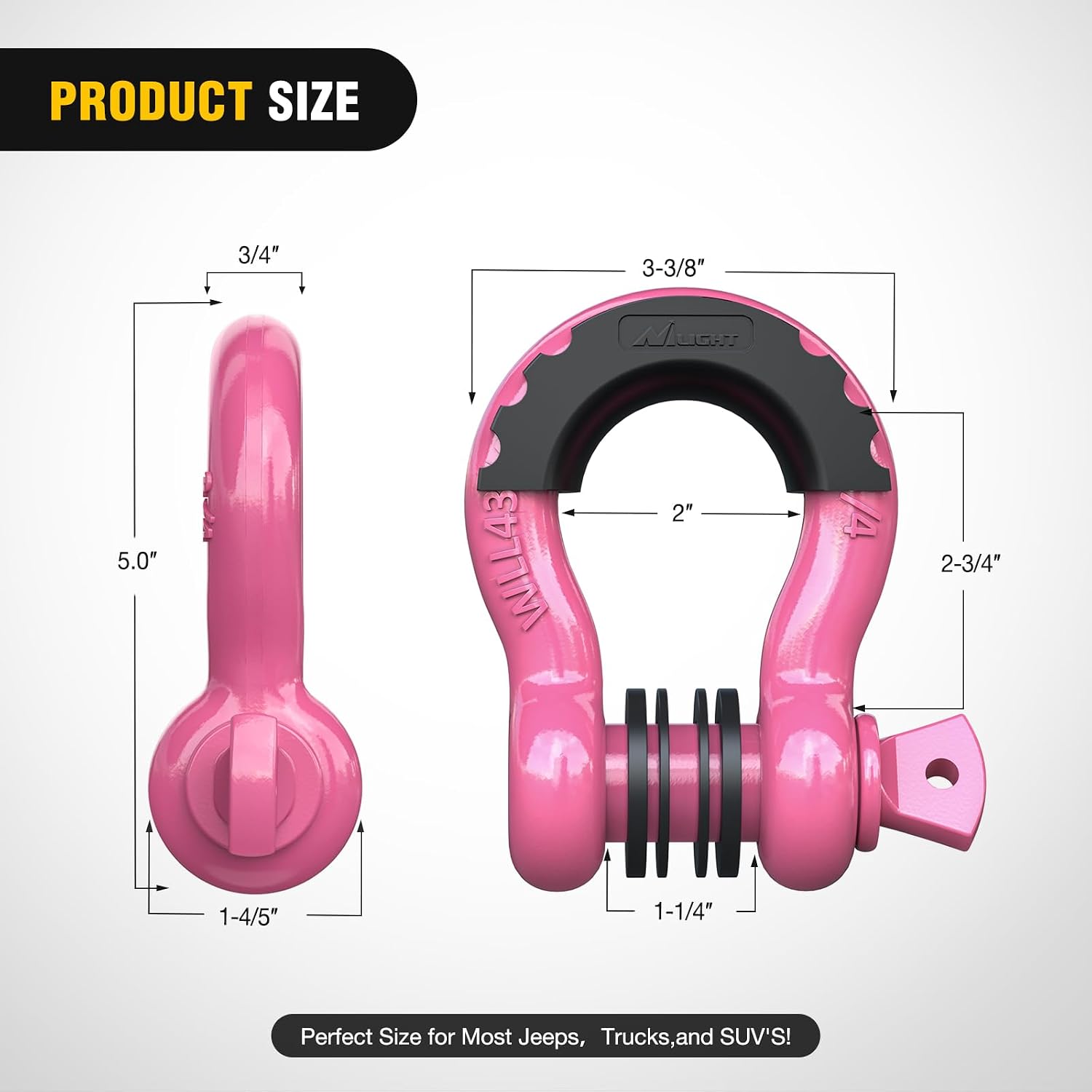 Detalle 2 de Nilight 2-Pack 3/4 in D-Ring Shackle with 7/8 in Screw Pin (41,887 lbs) for Off-Road Recovery