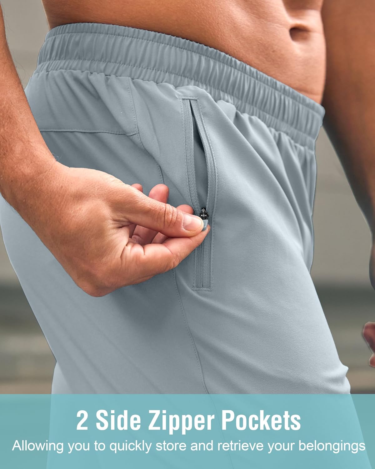 Detalle 2 de G Gradual Men's Athletic Running Shorts with Zipper Pockets, UPF 50+