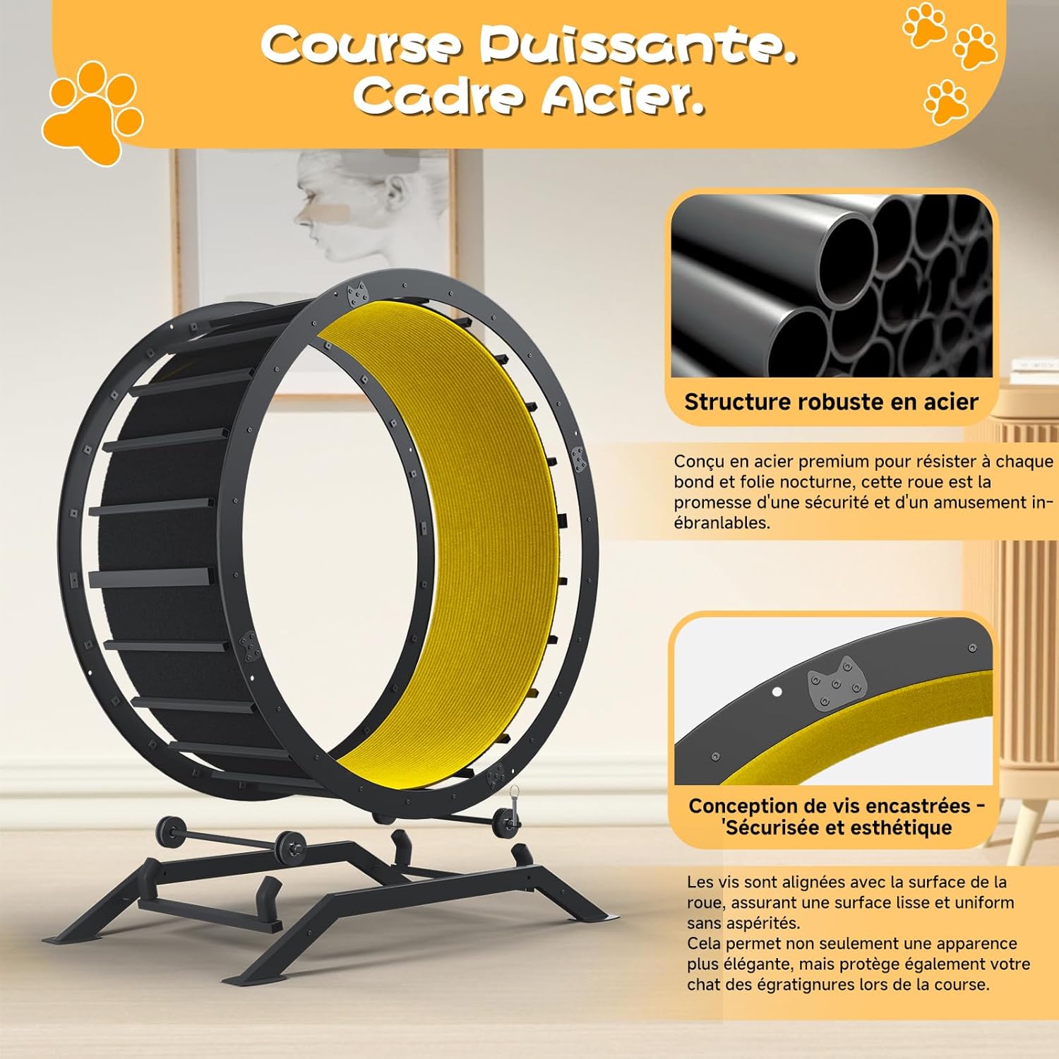 Thumbnail 2 de GTPLAYER Roue pour Chat XL 100 cm – Roue d'exercice silencieuse avec tapis amovible