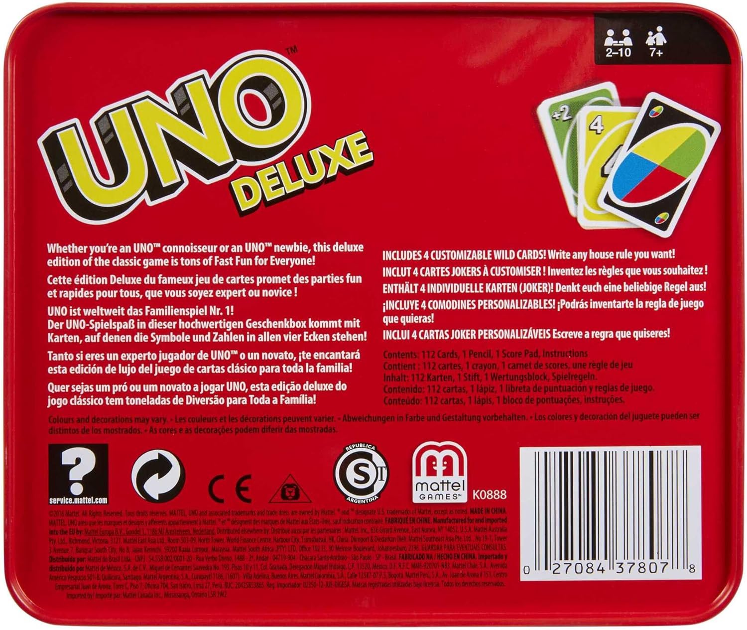 Thumbnail 5 de Mattel Games UNO Deluxe caja metálica, 108 cartas 🎲
