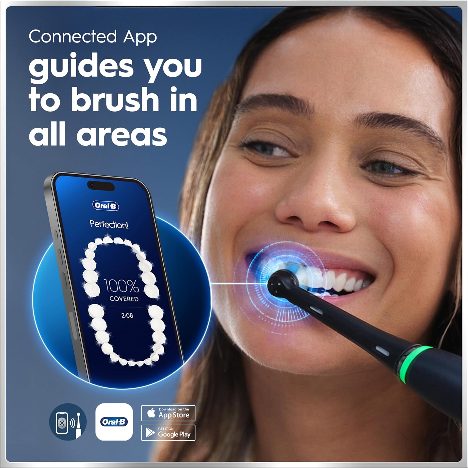 Detalle 2 de Oral-B iO6 Electric Toothbrush for Adults (Black) – 5 Cleaning Modes, Whitening, 3 Brush Heads, Travel Case