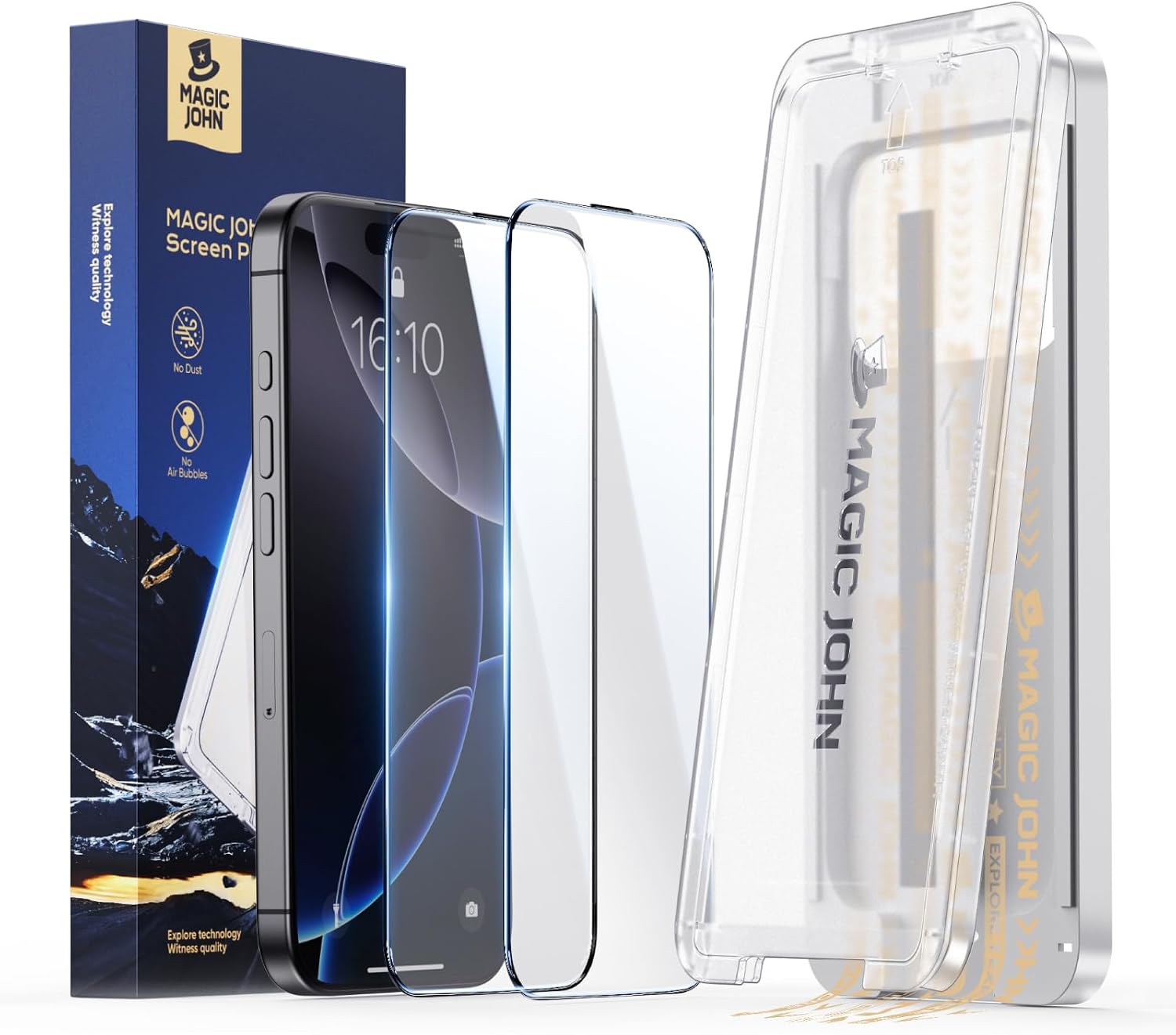 Detalle de Magic John 3rd Gen 6.9-inch iPhone 16 Pro Max Screen Protector (2 Pack) — HD Clear, Shatterproof Tempered Glass