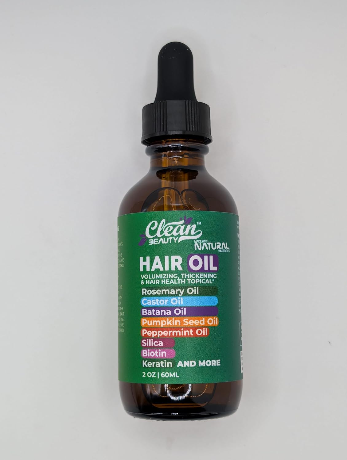 Detalle de Clean Beauty Rosemary Hair Oil for Growth (Castor, Batana, Pumpkin Seed + Biotin, Keratin, Silica) — 1 Pack