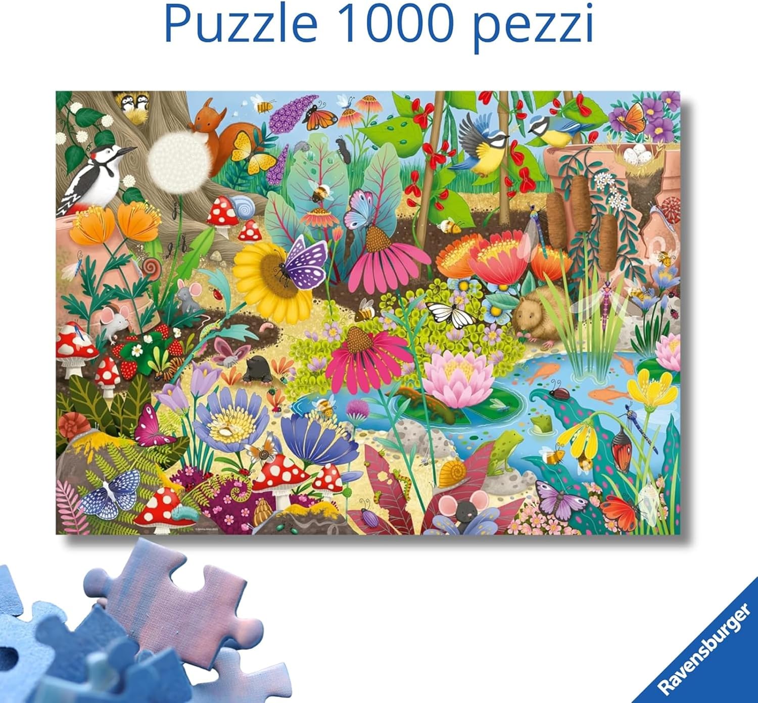 Detalle 2 de Ravensburger Puzzle 1000 Pezzi “Il Piccolo Mondo del Giarno” (70 x 50 cm) per adulti, +14 anni