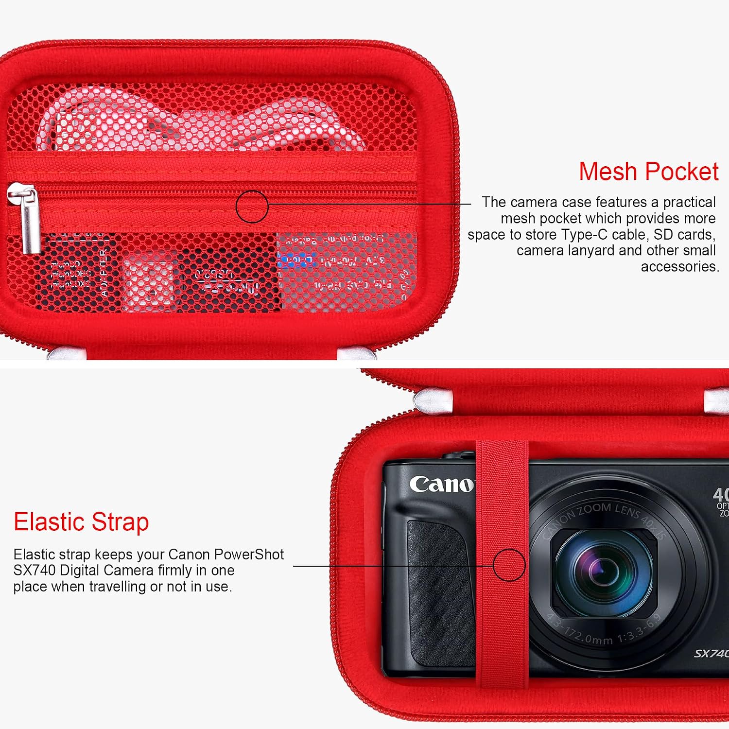 Thumbnail 3 de RAIALL Camera Case for Canon PowerShot SX740 HS / SX730 HS / SX720 HS / SX620 HS