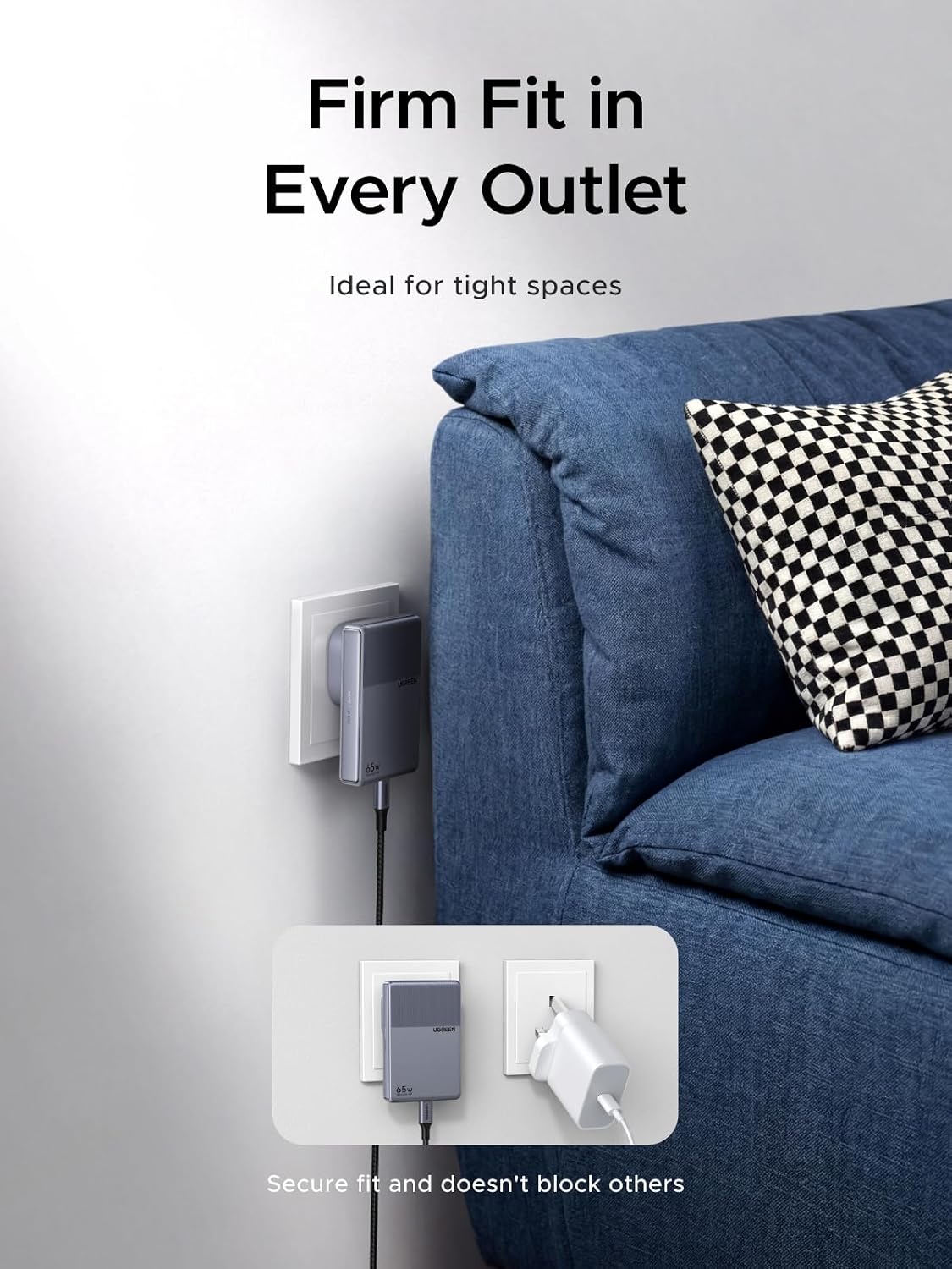 Detalle 2 de UGREEN Nexode Air 65W GaN USB-C Charger, 3 Ports, Ultra-Slim, Foldable UK Plug