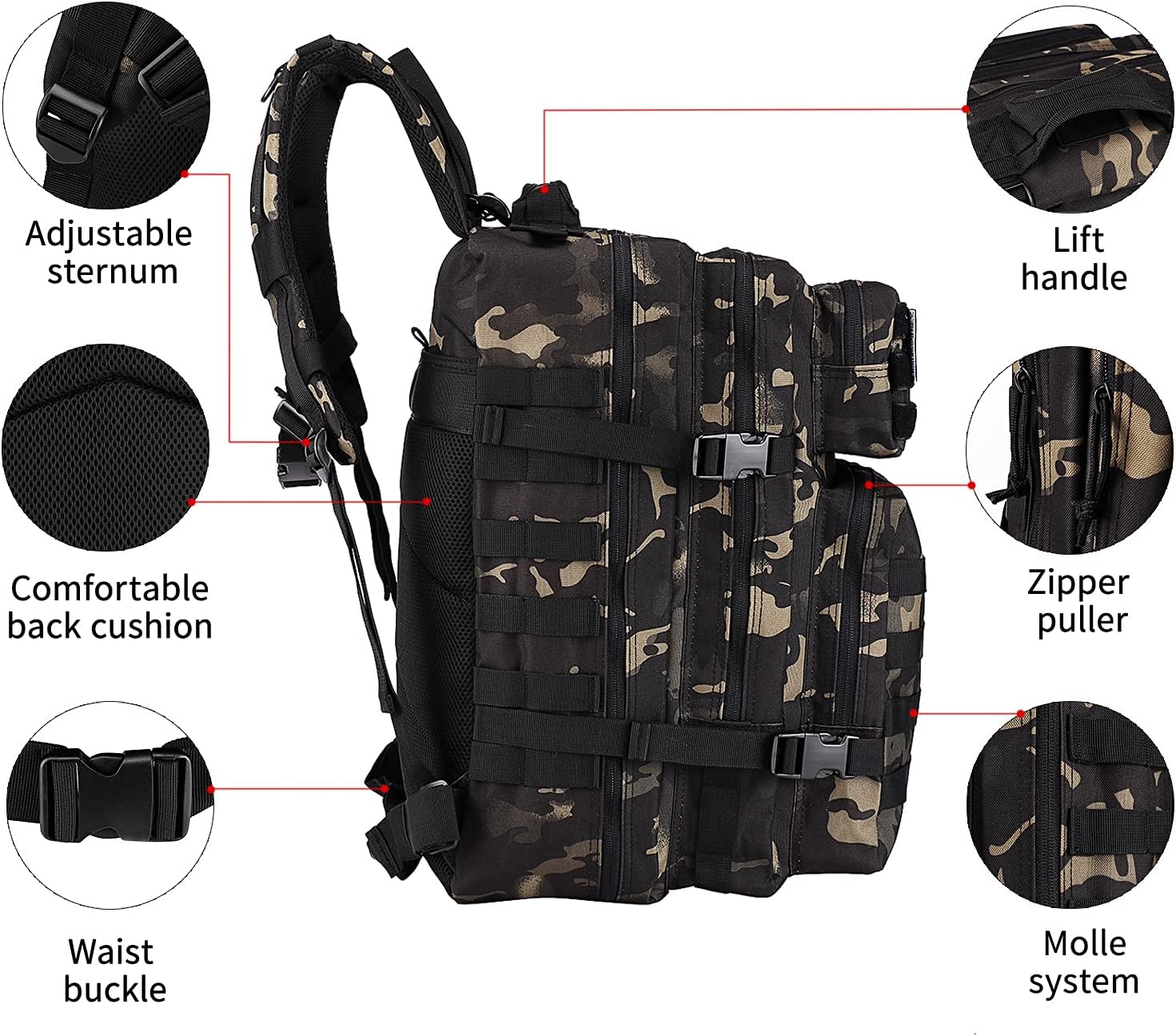 Thumbnail 5 de Oreunik Military Rucksack 45L Waterproof Tactical Backpack