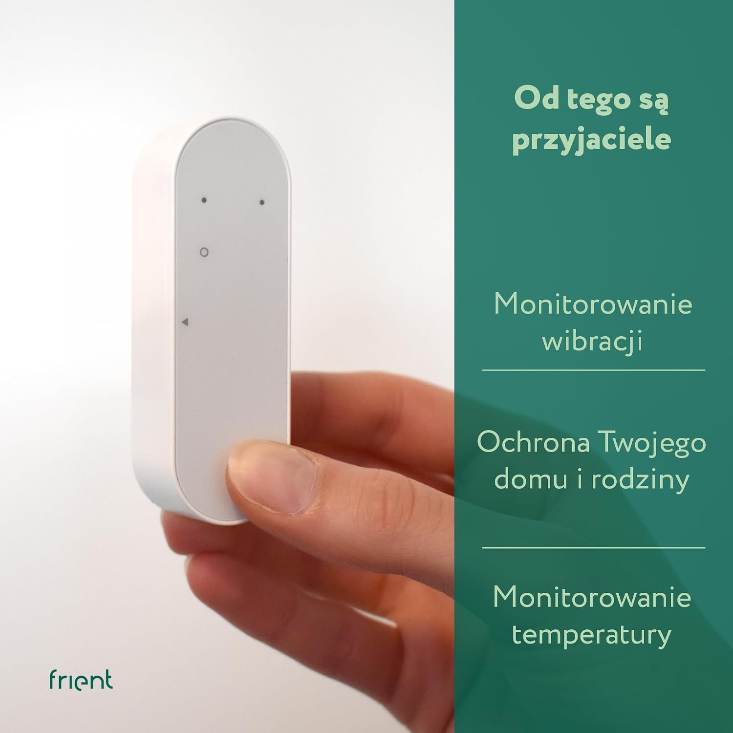 Detalle de frient WISZB-137 – czujnik wibracji Zigbee z regulacją czułości i pomiarem temperatury