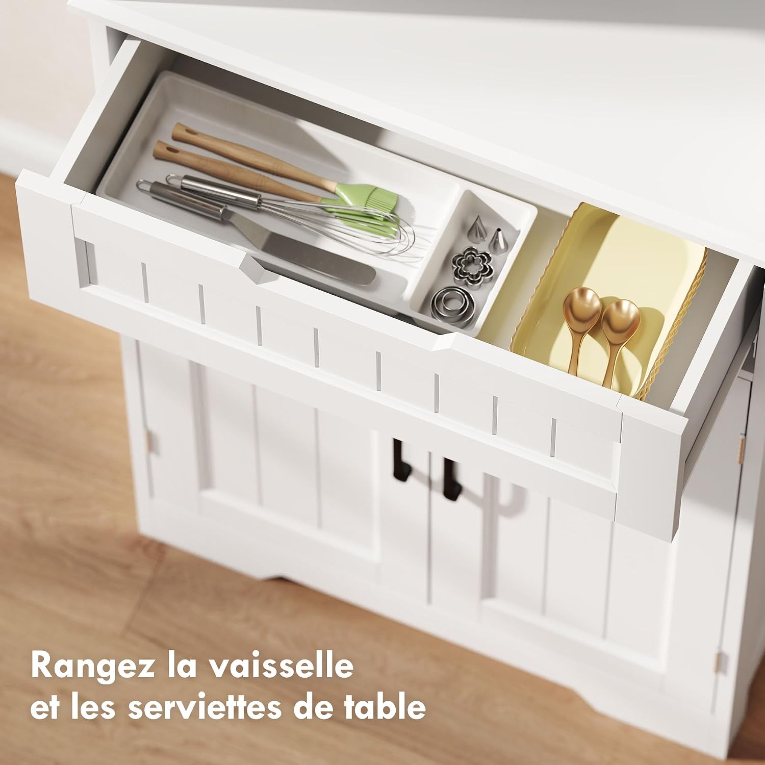 Thumbnail 4 de HOMCOM Buffet Haut Cuisine Blanc 60x30x172