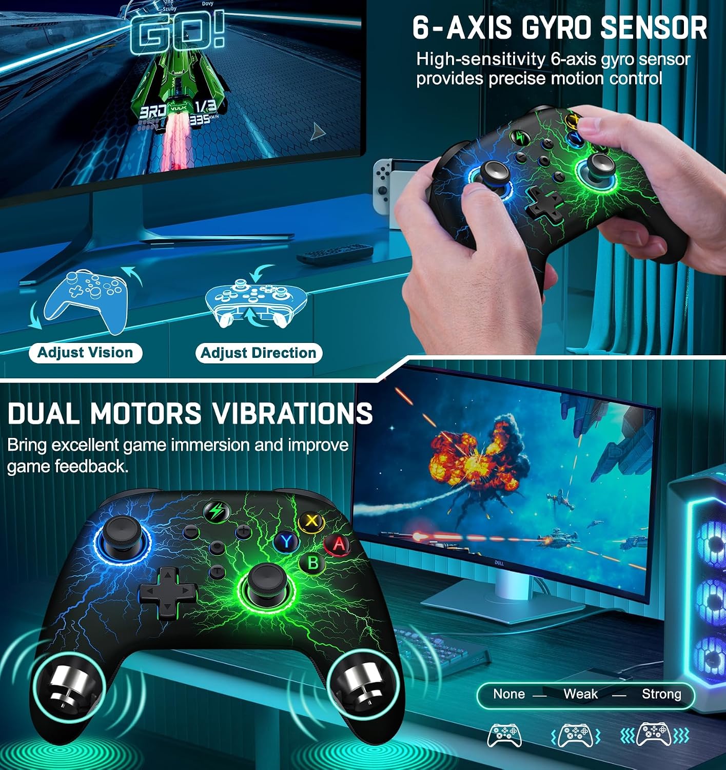 Detalle 2 de HELLCOOL Switch 2 Controller with RGB and Macro
