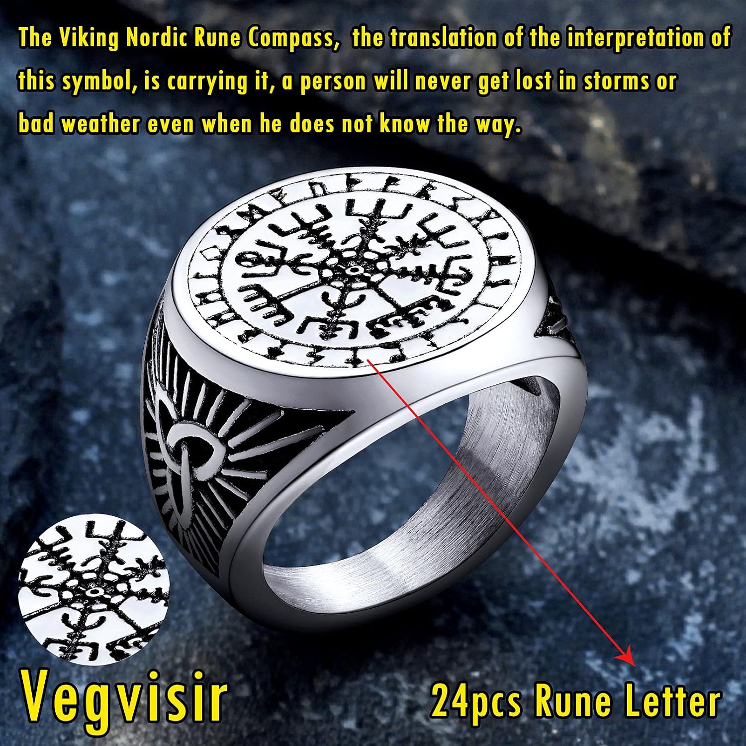 Thumbnail 3 de FaithHeart Anello Vichingo Vegvisir 52–67 mm