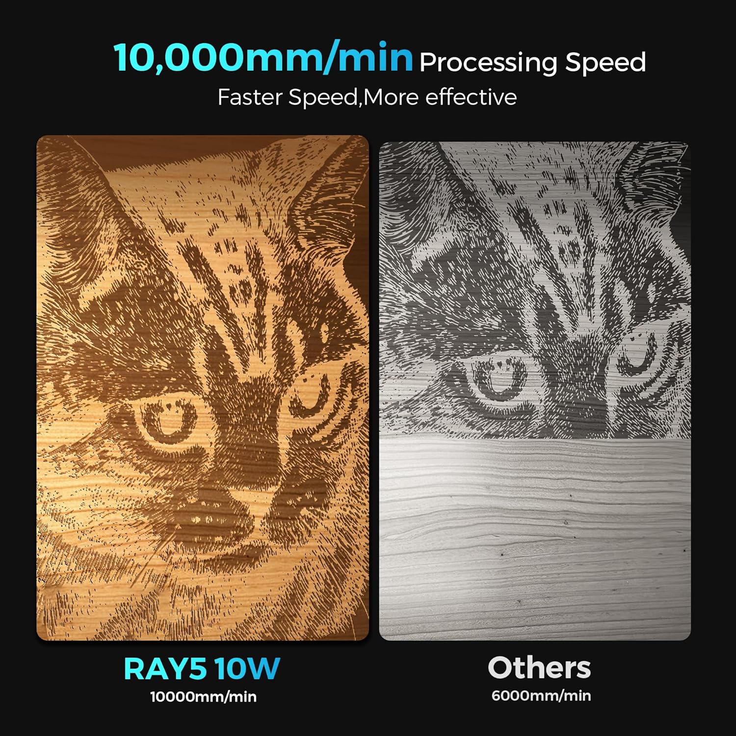 Detalle de LONGER Ray5 10W/60W DIY Laser Engraver & Cutter with 3.5" Touch Screen — 400x400mm, 0.06mm Spot, 10000mm/min