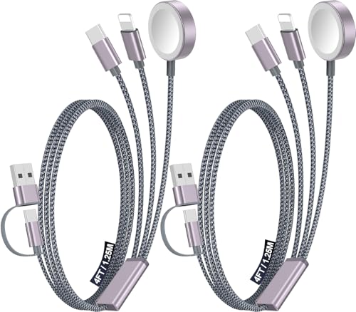 Detalle de 2Pack Travel Essentials: xiwxi 3-in-2 Multi Charging Cable for Apple Watch & More