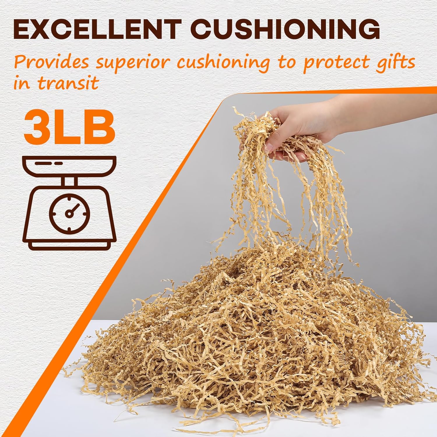 Detalle de RowinsyDD 3LB Kraft Crinkle Paper Filler – Brown Shredded Gift Basket Cushioning