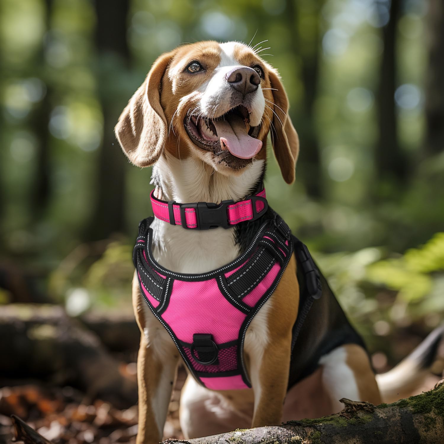 Detalle de Joytale Reflective Dog Collar: XL Hotpink with Soft Neoprene Padding and Metal D-Ring