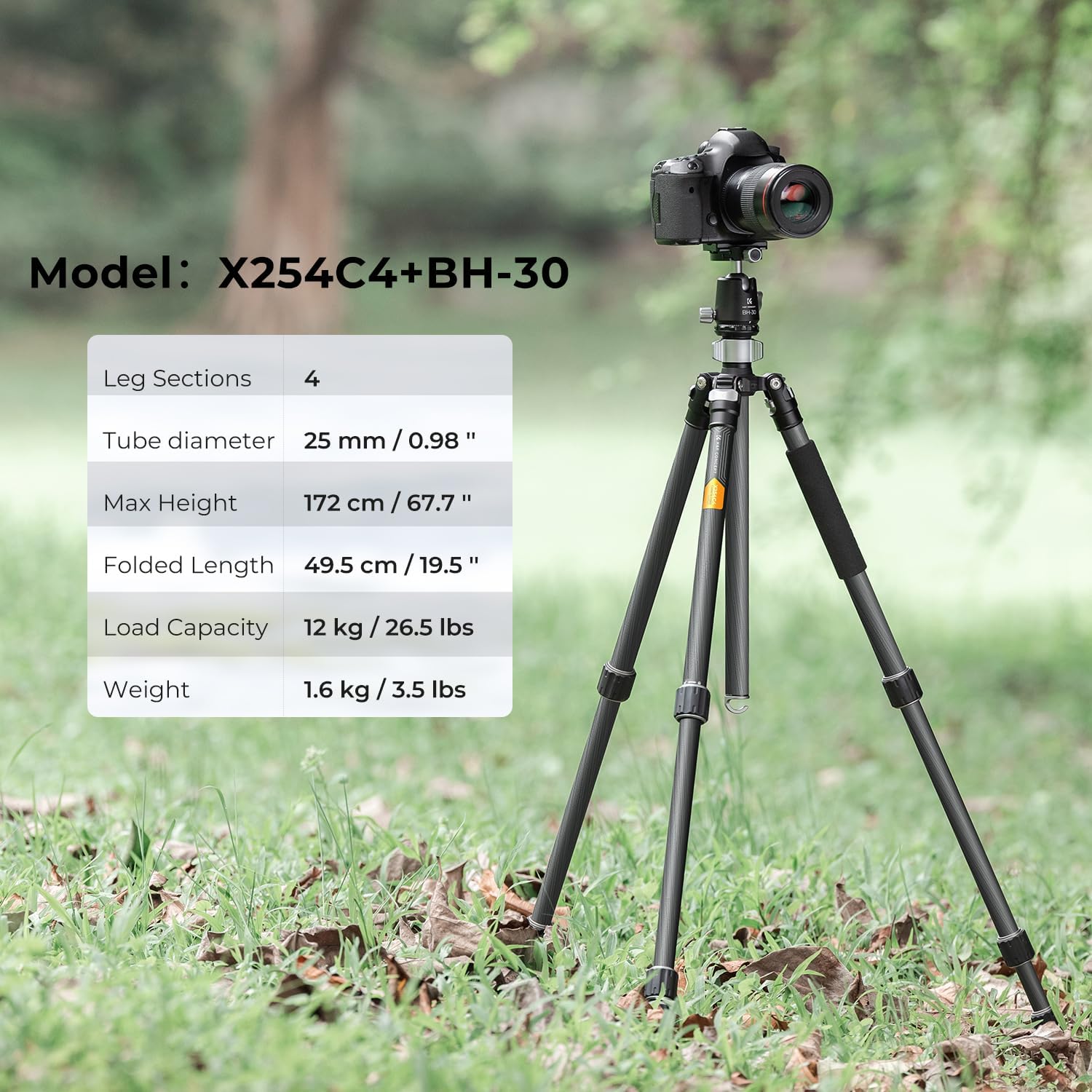 Thumbnail 1 de K&F Concept X-Series X254C4 172cm carbon tripod